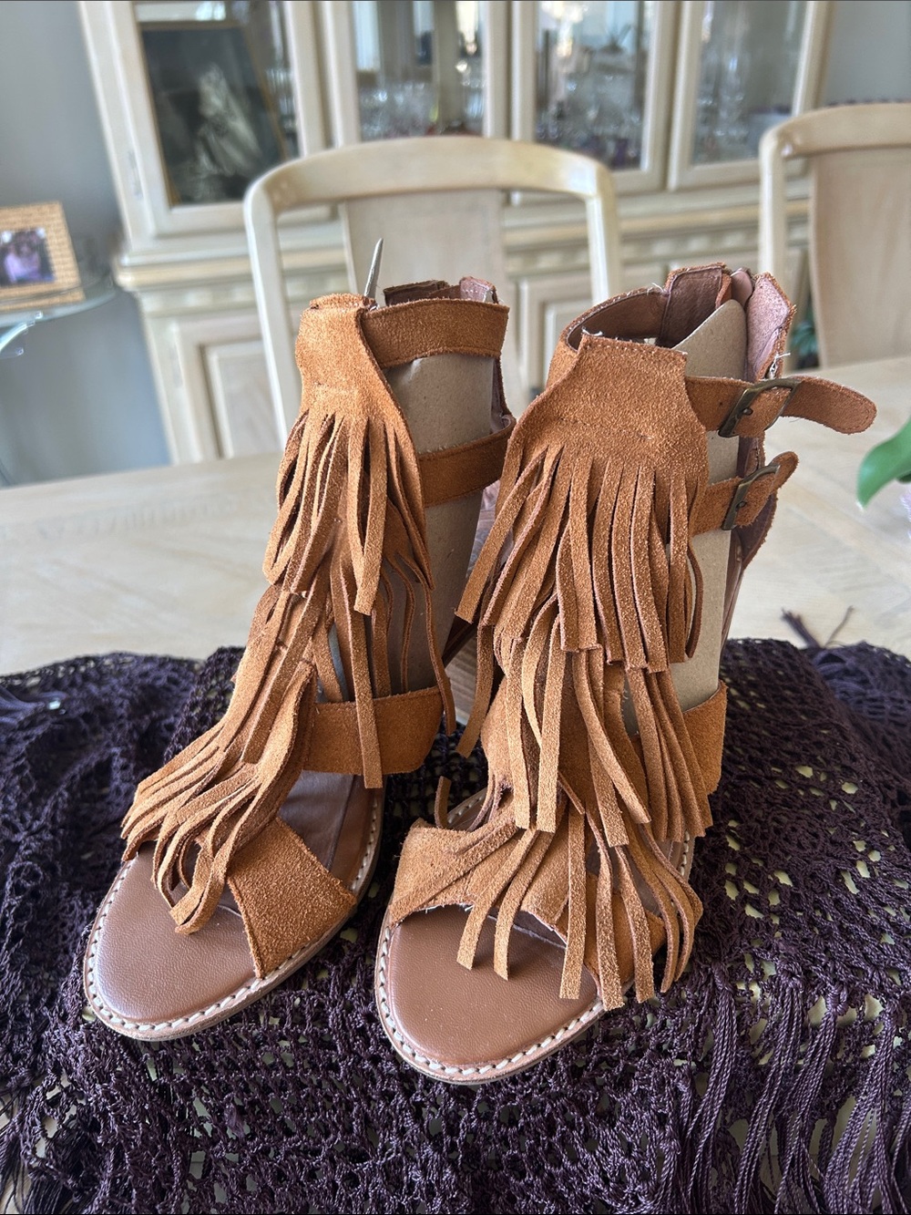 Jeffrey CAMPBELL rust colored copper fringe sandal ⚡️